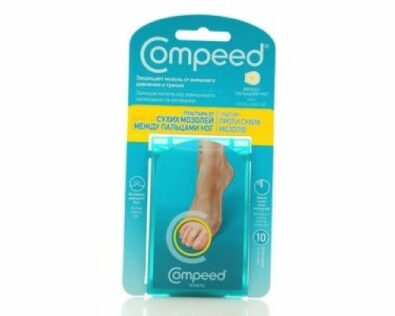 Compeed пластырь от сухих мозолей между пальцами ног, пластырь медицинский, 10 шт.