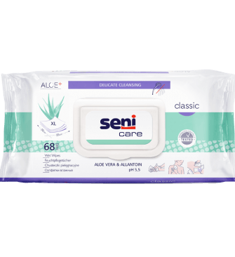 Seni Care classic Салфетки влажные, 20х25, без спирта, салфетки влажные, 68 шт.