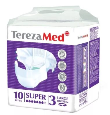 TerezaMed Super подгузники для взрослых ночные, Large L (3), 100-150 см, 10 шт.