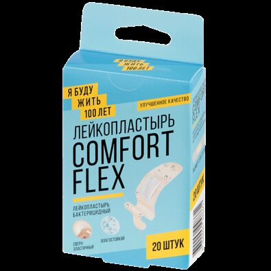 Я Буду Жить 100 Лет Comfort Flex Пластырь бактерицидный, 1,9 х 7,2 см, пластырь, сверхэластичный, 20 шт.