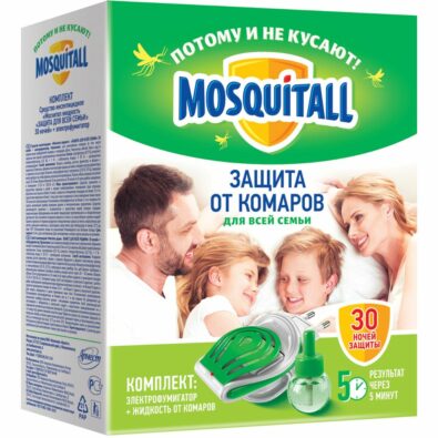 Mosquitall Защита для всей семьи фумигатор+жидкость 30 ночей, комплект, 30 мл, 1 шт.