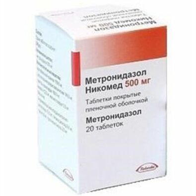 Метронидазол Никомед, 500 мг, таблетки, покрытые пленочной оболочкой, 20 шт.