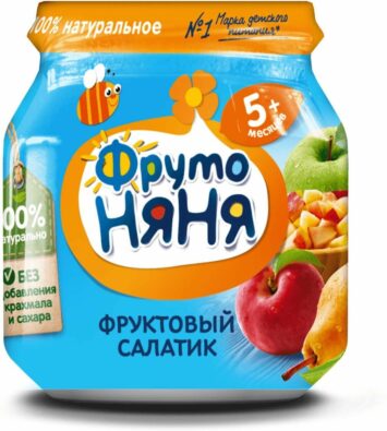 Фрутоняня пюре Фруктовый салатик, пюре, без сахара, 100 г, 1 шт.