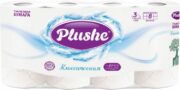 Plushe Deluxe туалетная бумага, туалетная бумага классическая, трехслойная, белого цвета, 8 шт.