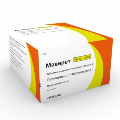 Мавирет, 100 мг+40 мг, таблетки, покрытые пленочной оболочкой, 84 шт.