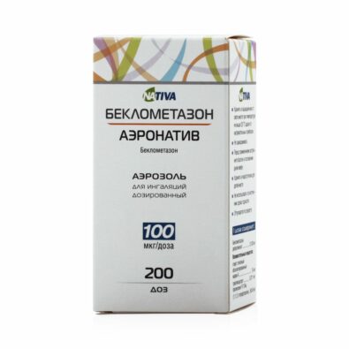 Беклометазон-аэронатив, 100 мкг/доза, 200 доз, аэрозоль для ингаляций дозированный, 1 шт.