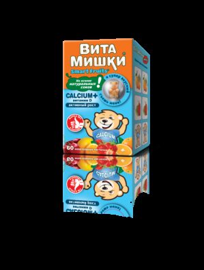 ВитаМишки Calcium + витамин D, 2500 мг, пастилки жевательные, ассорти, 60 шт.