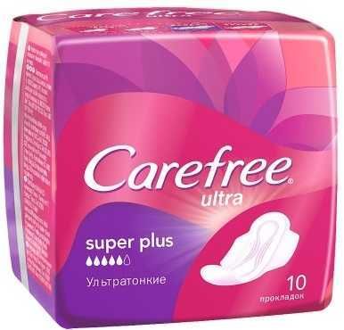 Carefree ultra super plus прокладки женские гигиенические, 10 шт.