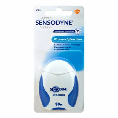 Зубная нить Sensodyne Total Care Объемная, 30 м, нити зубные, с мятным вкусом, 1 шт.