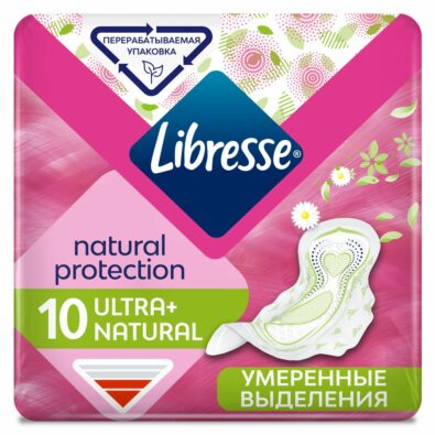 Libresse Ultra+ Natural прокладки гигиенические, прокладки гигиенические, умеренные выделения, 10 шт.